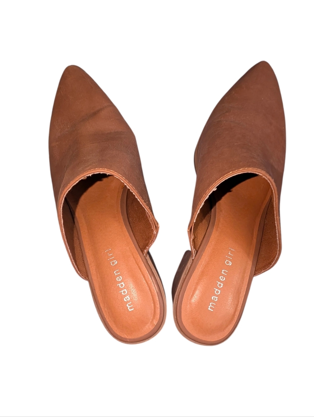 Madden Girl Brown Mule Heels Pointed Toe Block Heel Slip On Size 9 - Picture 7 of 7